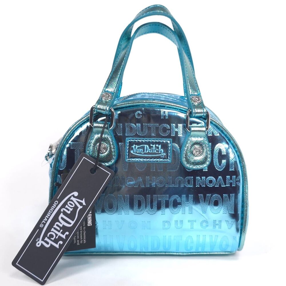 VON DUTCH Women's New Crossbody Vegan Leather Metallic Blue VDBB-1004BLU